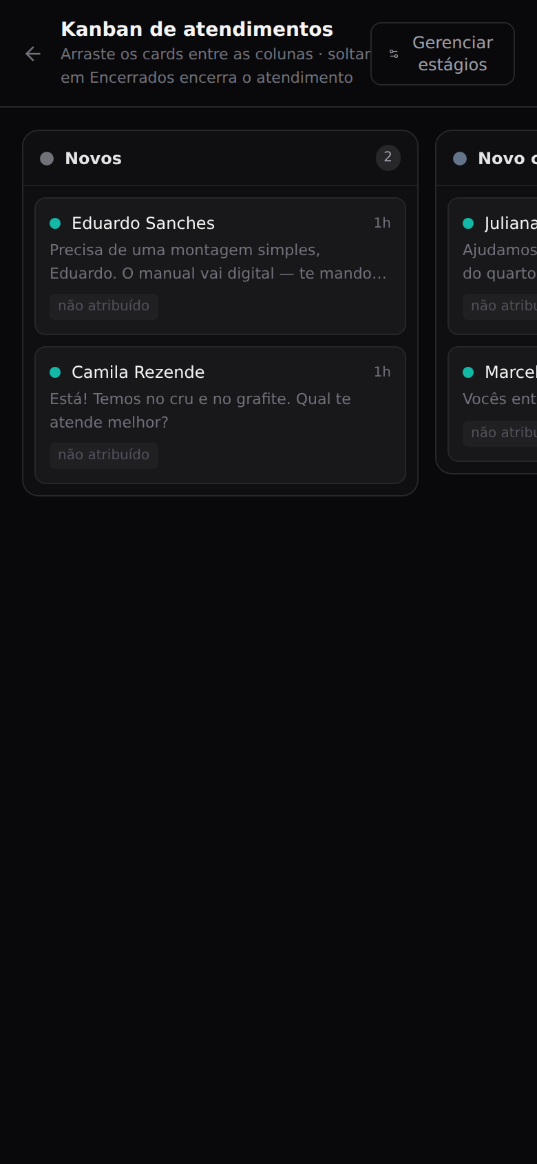 Kanban pra ver onde cada caso parou
